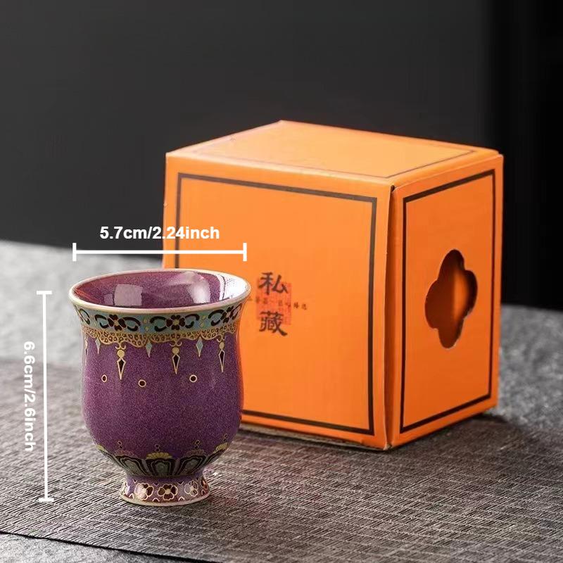 

Dunhuang Jun Kiln Tea Cup Purple Handmade Retro Ceramic Tea Mug Chinese Kung Fu Gongfu Master Cup Tea Ceremony Teaware Drinkware