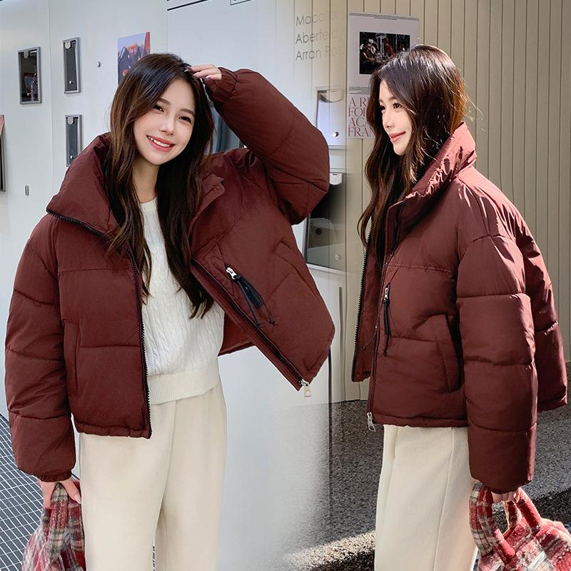 2025 New Short Solid Color Cotton Jacket Women's Korean Version Loose Cotton Suit Student Bread Suit Winter Cotton Jacket
