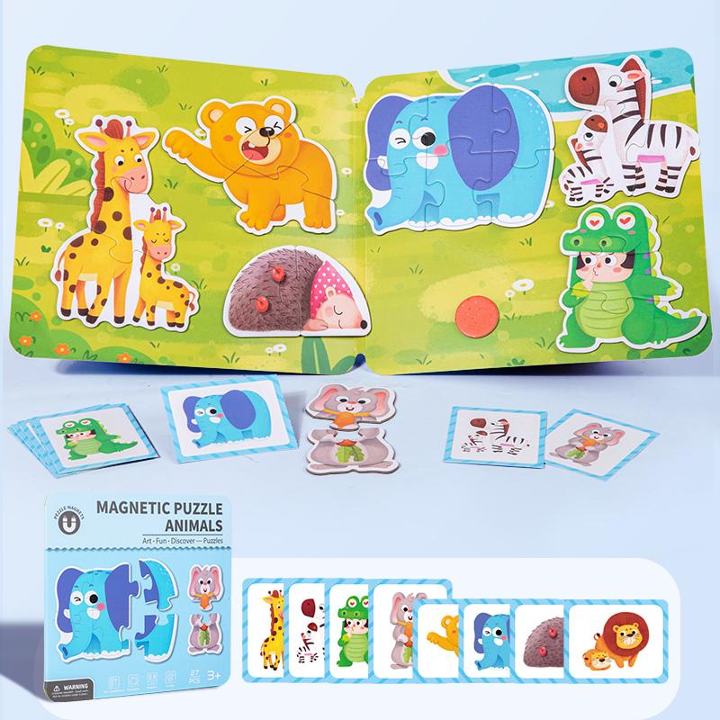 Montessori Magnetic Dress-Up Jigsaw Puzzle Wooden Toy for Children Educational Cognition Game Parent-Child Interactive Learning