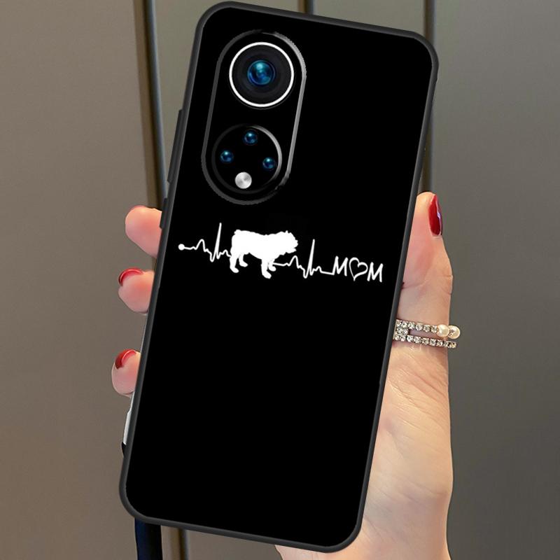 English Bulldog Heartbeat Cover For Honor 50 Lite Case For Huawei P20 P30 P40 Pro Nova 9 5T P Smart 2021 8X 9X 10i