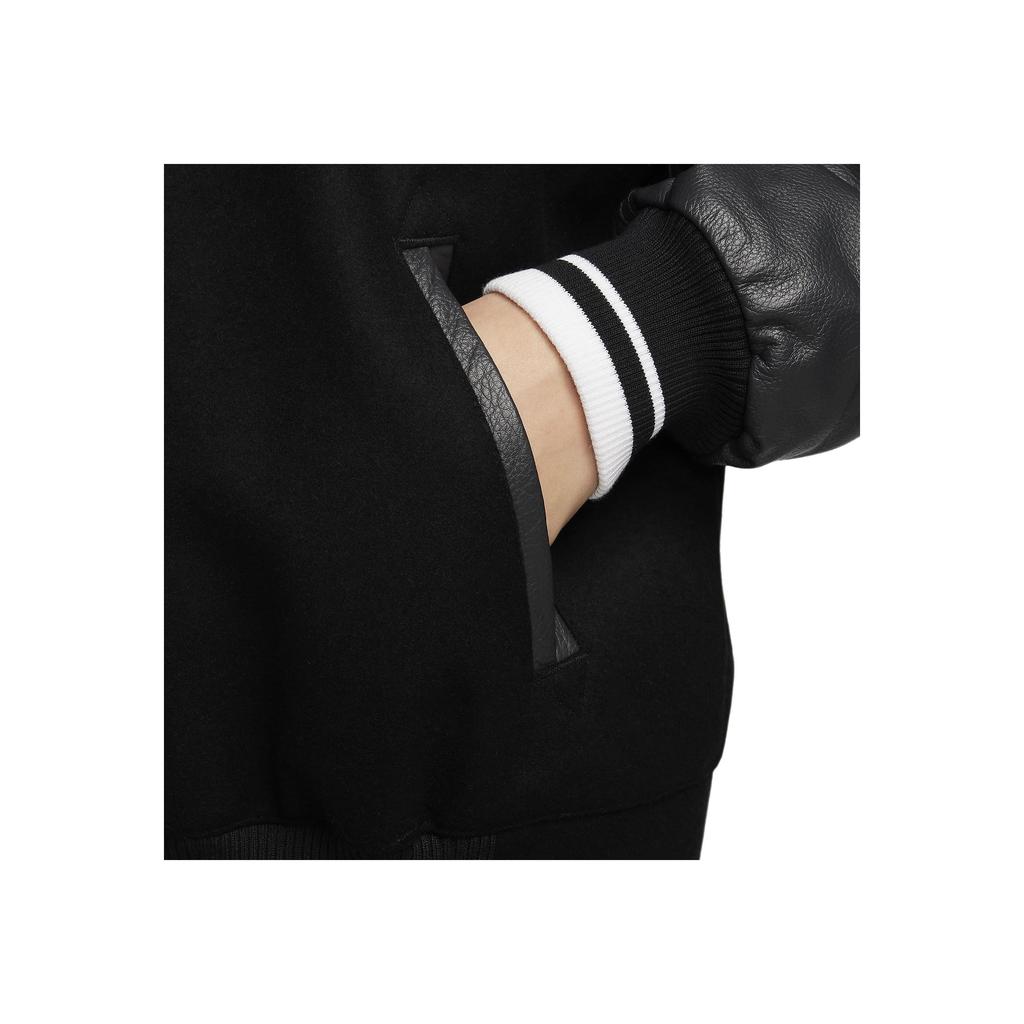Nike Sportswear Solid Color Spliced Fabric Casual Long Sleeve Jacket Women Jackets Black FZ5734-010