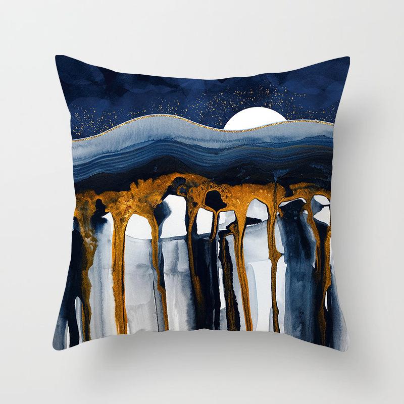 Abstract Landscape Painting Patterns Throw Pillow Cover With Short Plush Print For Living Room Sofa Decoration Cushion Cover