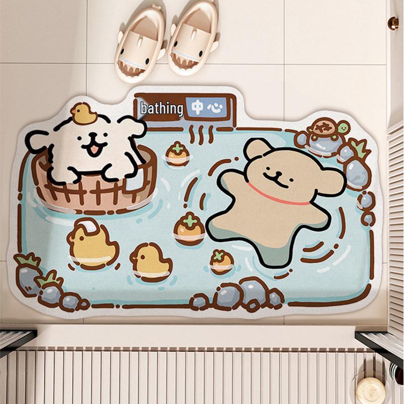 Cartoon Quick-Dry Non-Slip Diatom Mud Bathroom Mat 30x40cm