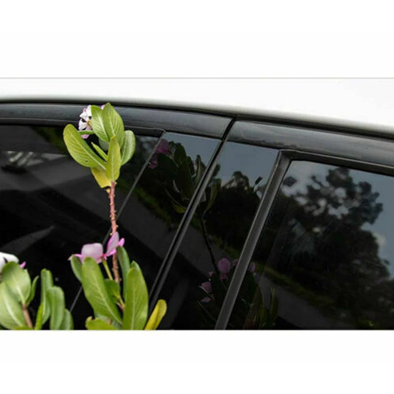 6Pcs Glossy Black Sticker For Toyota Fortuner/SW4 2016-2023 Car Door Window Pillar Posts Window Door Mounting Trim Accessories