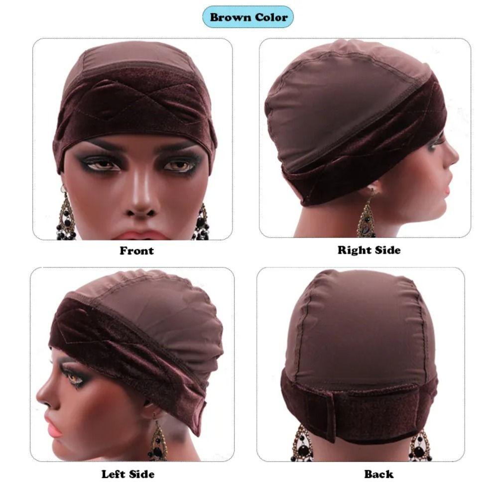Non-Slip Velvet Wig Cap Invisible Ventilated Wig Caps Black Wig Grip Cap  for Making Wigs