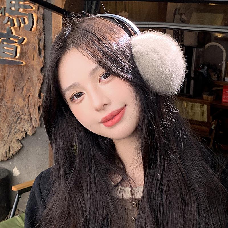 New Winter Luxury Women Warm Real Natural Mink Fur Earmuff Outdoor Fashion Mink Fur Earmuffs Girl Winter Ear Protection