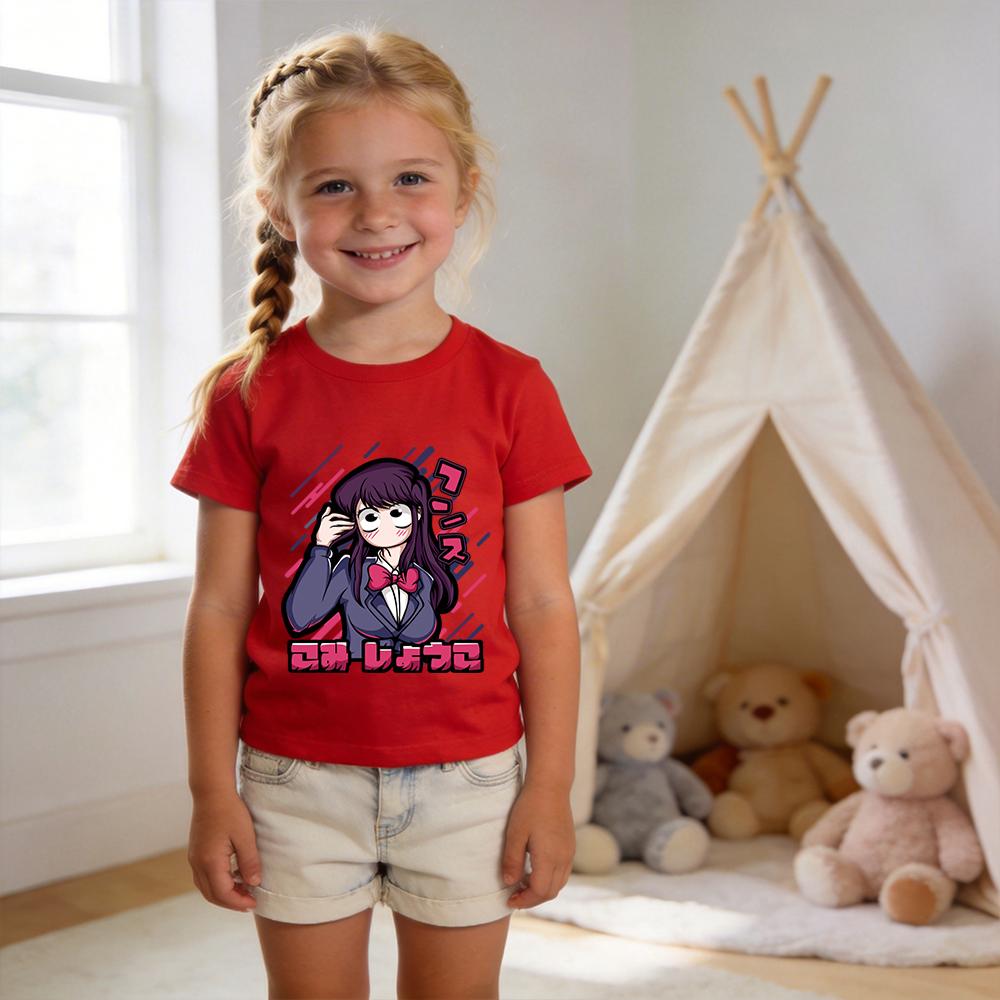Komi Cant Communicate Komi Shouko Anime Print Cotton T Shirt for Kids Boys Girls Short Sleeve Soft Casual Summer Tee 100