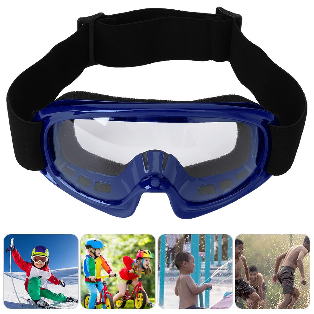 Children Protection Goggles Motorcycle Outdoor Cycling Windproof Anti‑Impact Skiing Glasses(Blue )