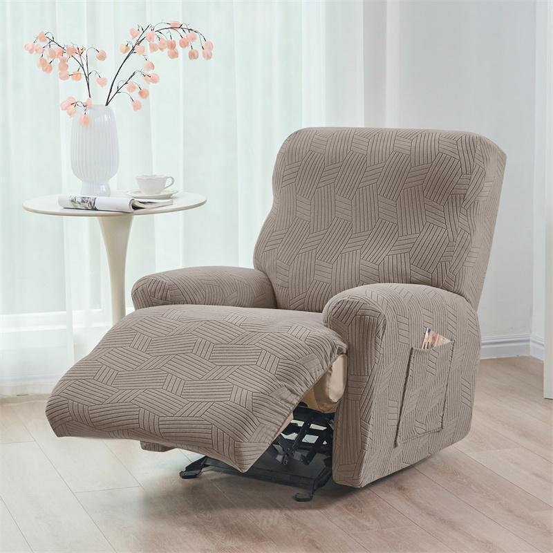 4Pcs/Set Jacquard Recliner Sofa Cover Split 1 Seater Relax Armchair Cover Elastic Non-Slip Single Sofa Slipcover For Home Office