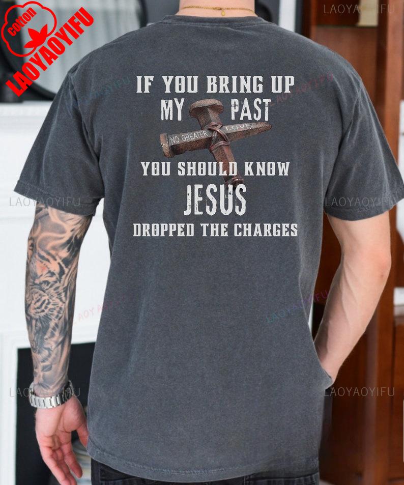 Mens Christian Cross Scripture Shirt  Bible Verse Tshirt Summer Shortsleeved Roundneck Tee New Arrival Casual Cotton Tops