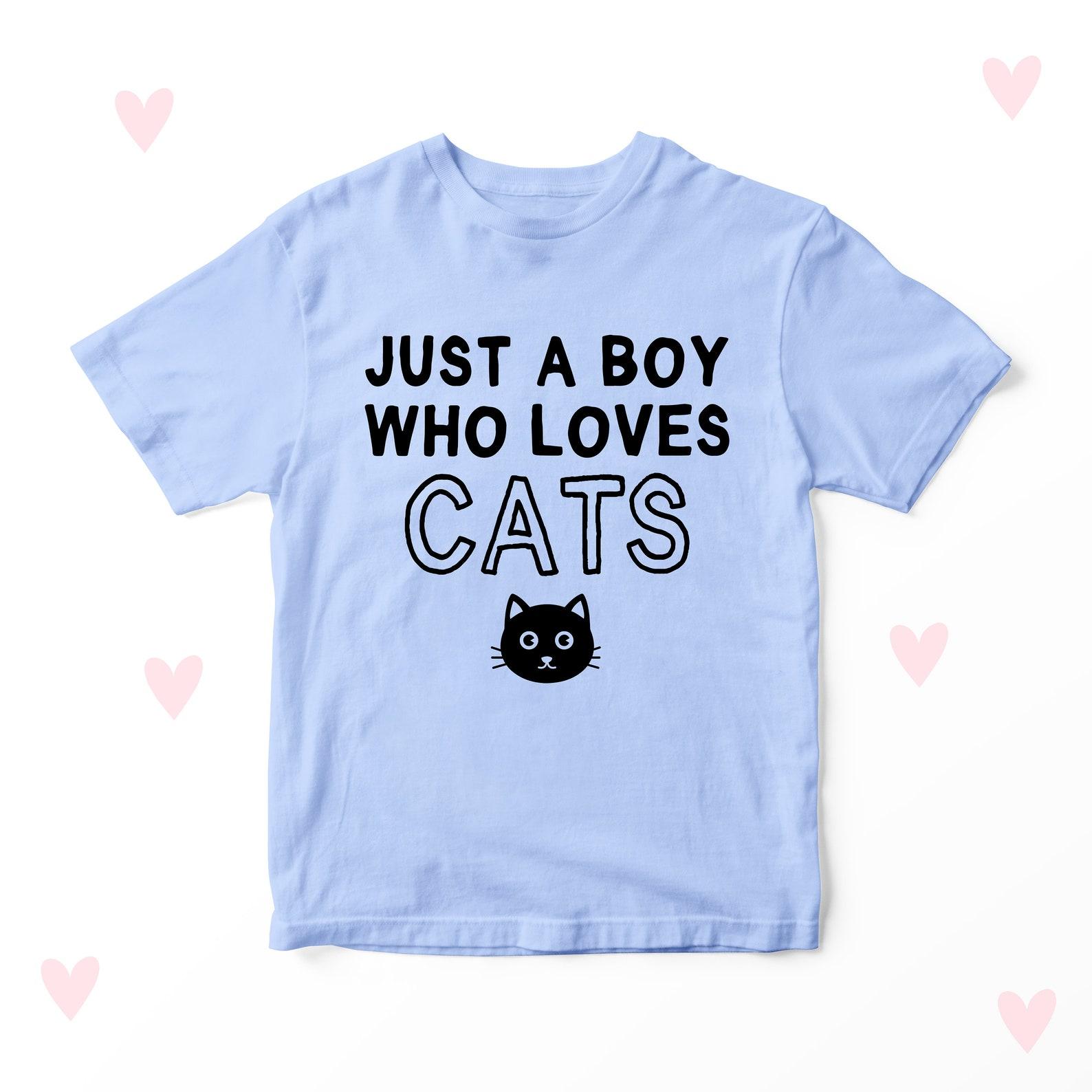 Boys Cat Lover Kids T-Shirt, Personalised Gift 120
