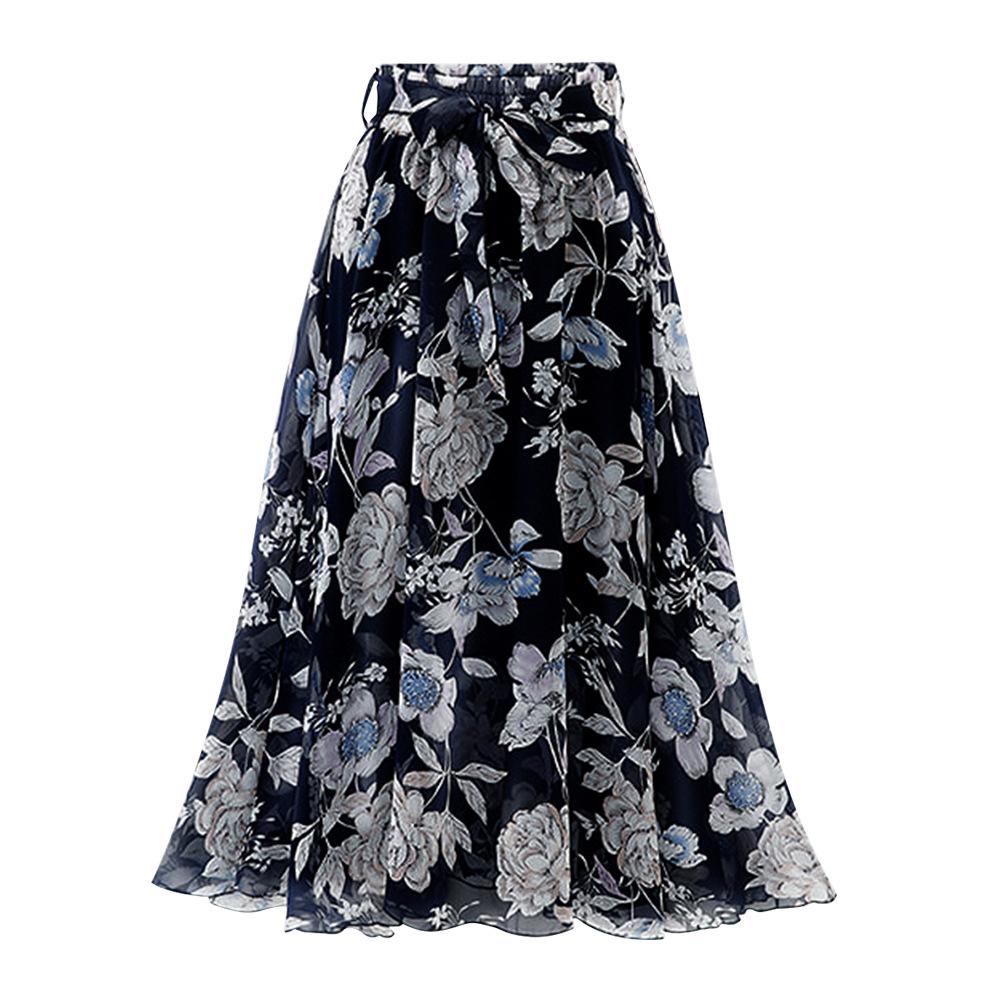 Summer Floral Chiffon Midi Skirt - Printed Fairy Design (JR2213) XXL