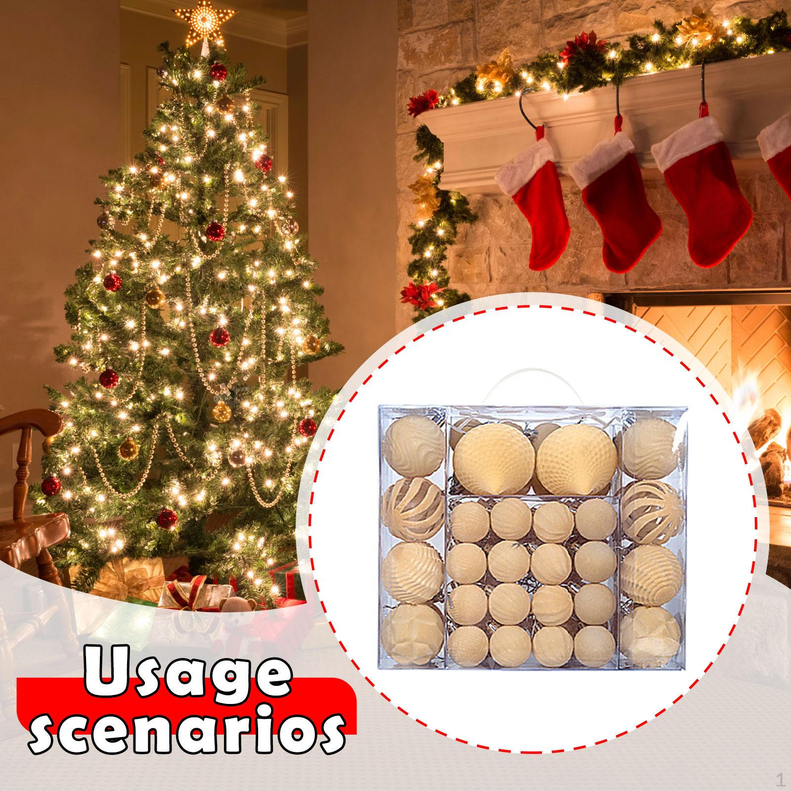

48 Pieces Christmas Ball Ornaments Shatterproof Thoughtful Gift Hanging Balls Beige