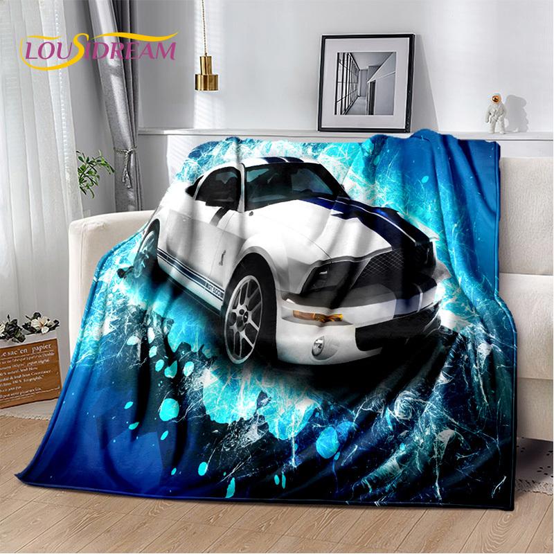 Klassiker 3D F-Ford GTR Mustang Auto Weiche Decken, Halten Warm Kuscheldecke Bequeme Decke für Picknick Betten Sofa Zuhause Schlafzimmer