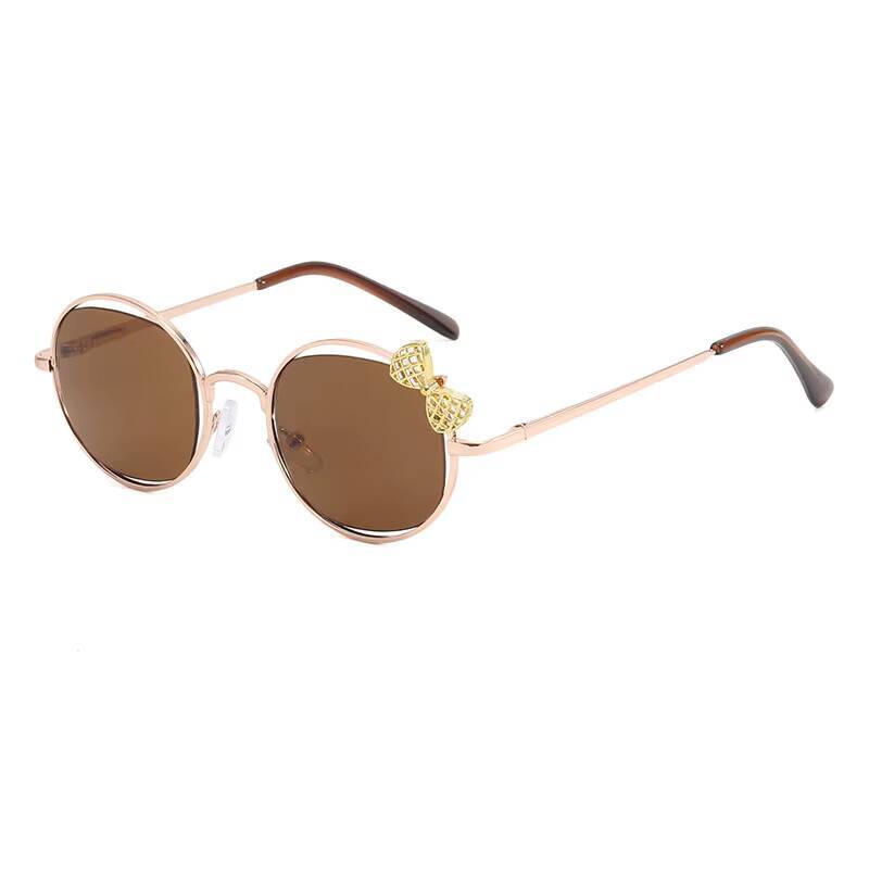 

2026 New Sunglasses Hollow Sun Protection Metal Children s Baby Glasses Fashion Versatile Boys And Girls B169 коричневый