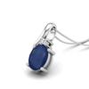 Blue Sapphire Oval Solitaire Necklace- 925 Sterling Silver