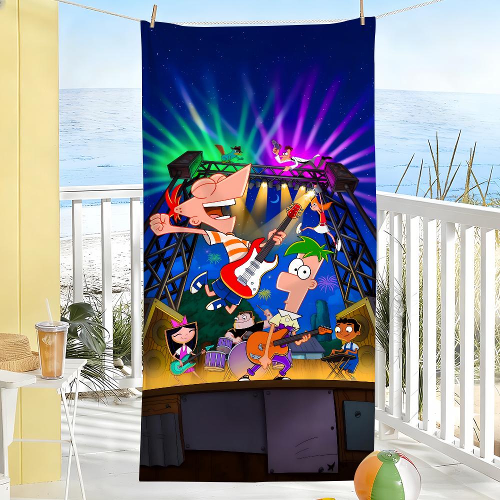Cartoon P-Phineas and F-Ferb Towel Soft Pool Gift For Travel Gym Shower Camping Quick Dry Sports Large Beach Towels
