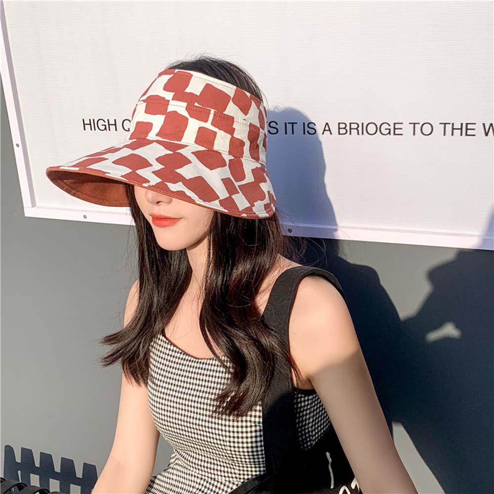 Personality Women Anti-ultraviolet Square Summer Cotton Beach Cap Empty Hat Sun Hat Double Sided