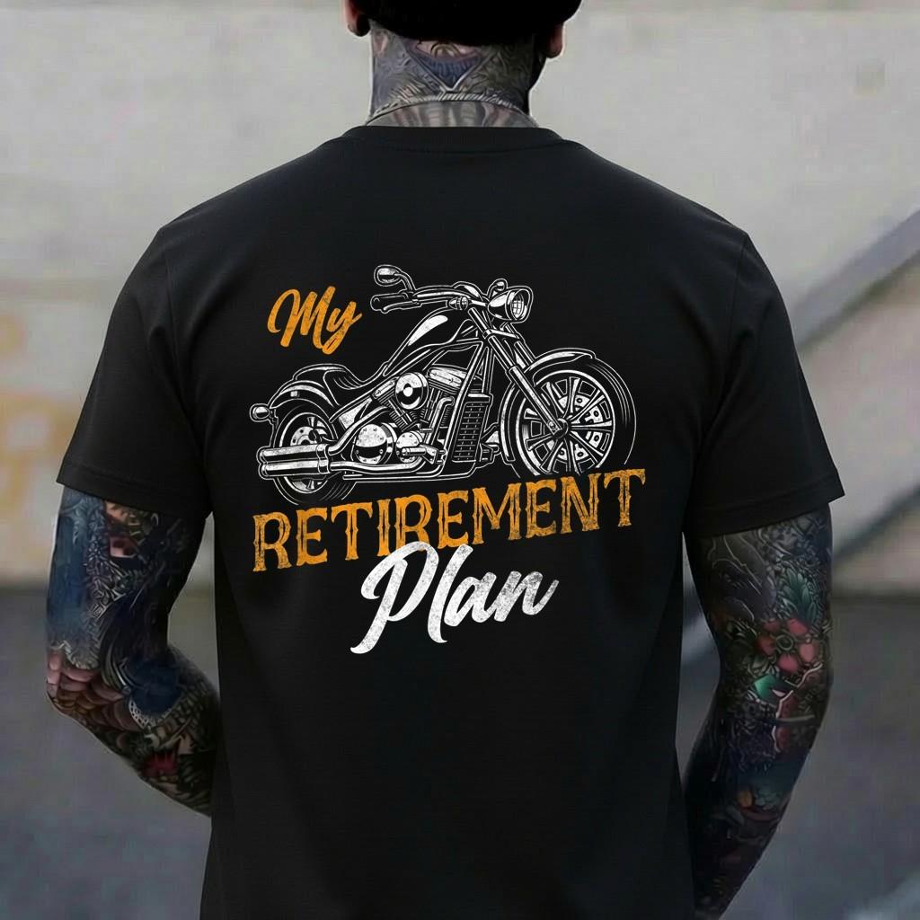 Classic Motorcycle Biker My Retirement Plan Grandpa T-Shirt L