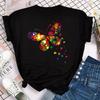 New Colorful Butterfly Print Short Sleeve T Shirt Fashion Women T-shirt Cartoon Graphic Tee Shirts Female Tops Clothing