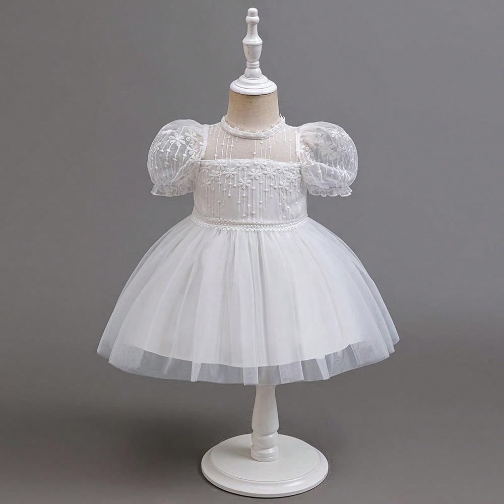 

Children s Clothing Baby New Girls Spring and Summer Lace Stitching Mesh Princess Skirt Puff Skirt 2-3Y білий