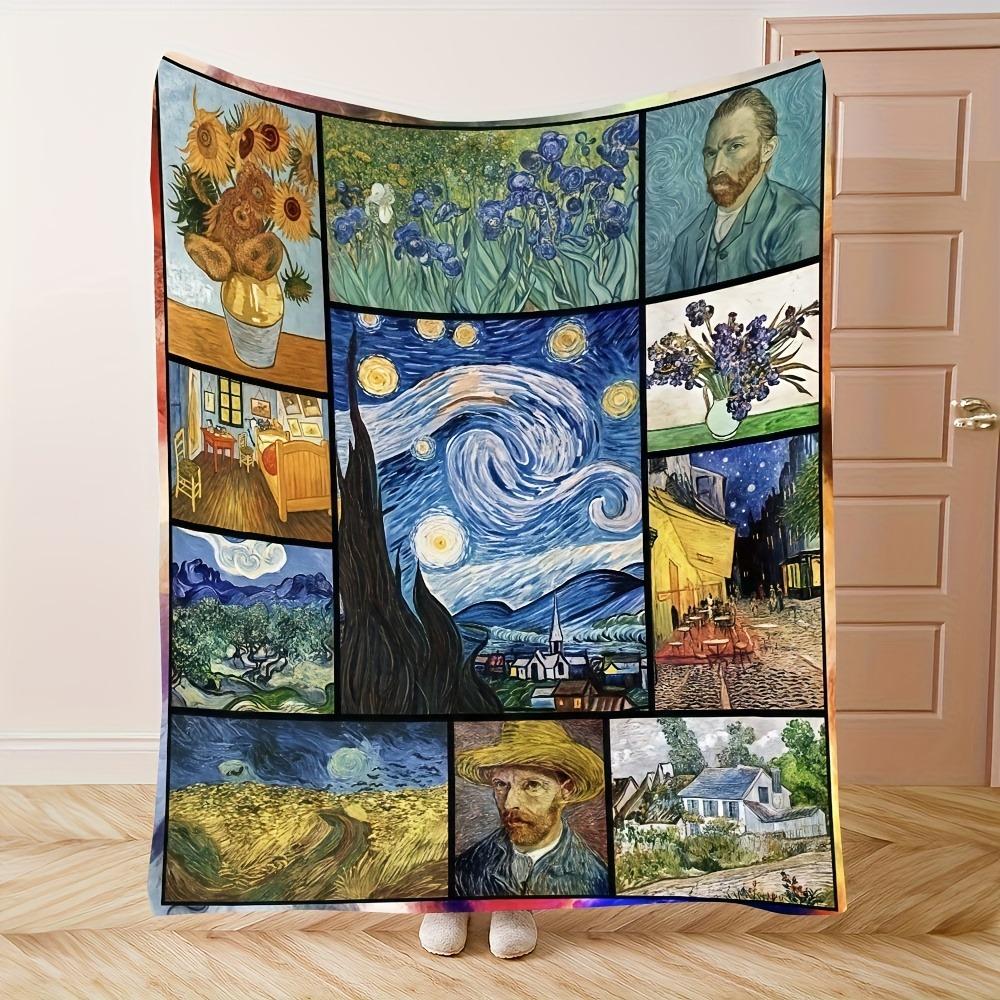 Vincent Van Gogh Art Collage Blanket Soft Flannel Throw Blanket For Bedroom Living Room Perfect Gift For Napping Home Decor
