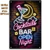 Vintage Aluminum Neon Cocktail Bar Sign Retro Wall Art for Home Kitchen Bedroom Decor