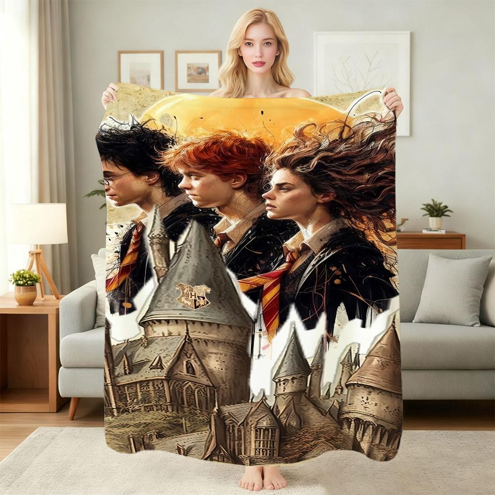 Hogwarts School Crest Flannel Blanket Comfortable Skinfriendly Fleece Blanket For Office Sofa Home Party Decor Memorial Gift