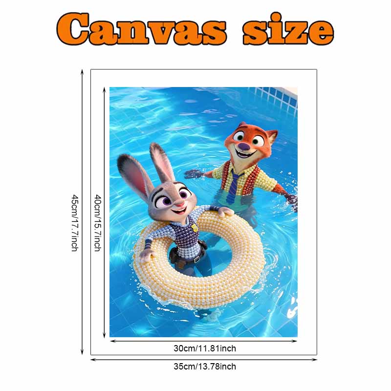 Disney Pearl Painting Judy and Nick Pool Play DIY Pearl Painting Gemstone Art Pearl Dot Painting Picture Crafts Adult Beginner Gifts Home Decor