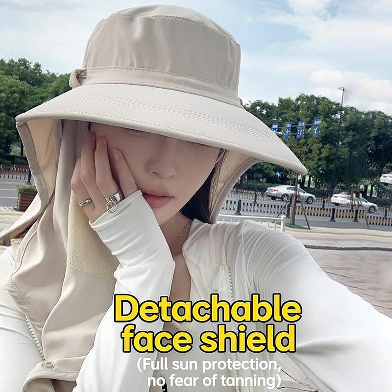 Breathable Uv Protection Sun Hat With Face Cover And Neck Flap For Women Summer Outdoor Fishing Hiking Gardening Wide Brim Cap