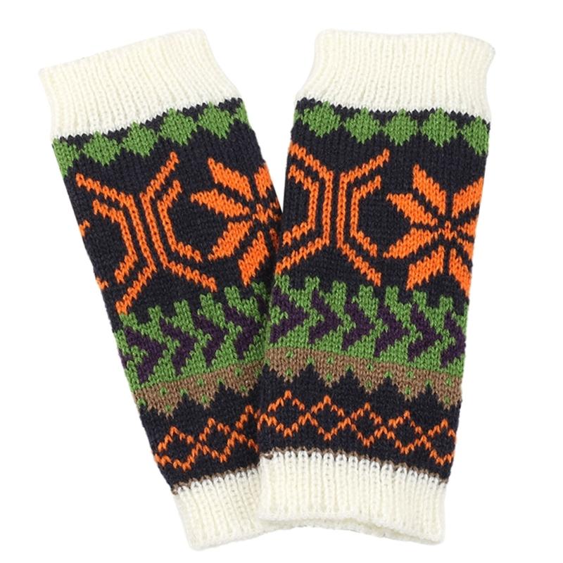 Women Jacquard Gloves Christmas Theme Fingerless Gloves Winter Autumn Handwear