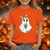 Kids Halloween Printed Short Sleeve T-Shirt, Round Neck Loose Fit Top for Boys Girls Casual Wear