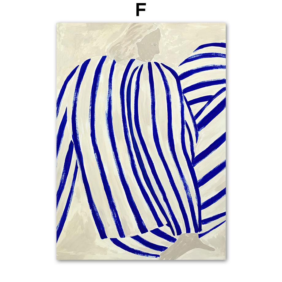 Modern Line Curve Girl Vase Flower Abstract Vintage Posters Prints Wall Art Retro Canvas Painting Pictures For Living Room Decor