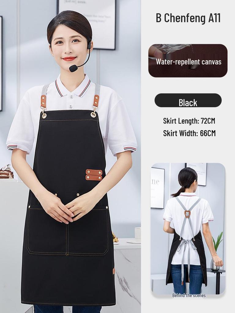 Waterproof Canvas Apron with Custom Logo Printing for Catering and Supermarket Use