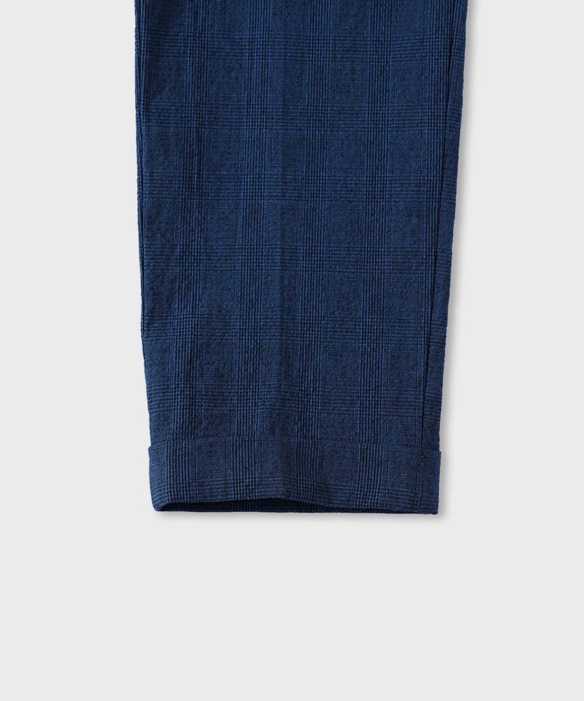 PANICALE Glen Check Slim Fit Cotton Pants [Navy]