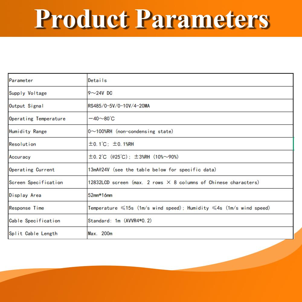 Temperature Humidity Sensor RS485 Waterproof Digital Display Air Wall-mounted Sensors Transmission Output 0-5V 0-10V 4-20mA