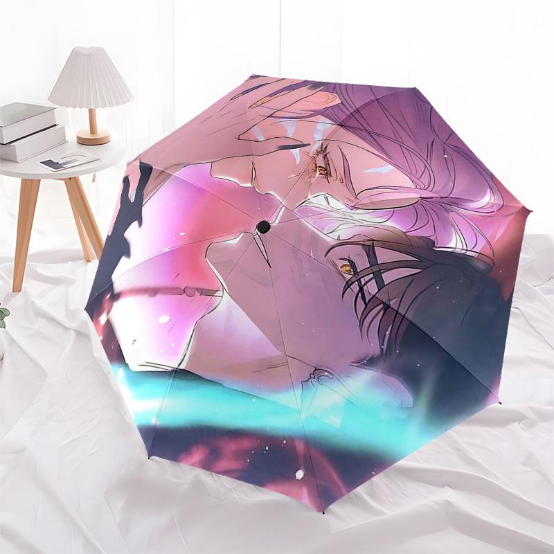 

1pc Colorful Anime Girl Design Automatic Opening Closing Umbrella with Bow Tie, Portable Folding Design, 8-Bone Iron Frame Outdoor Umbrella, Perfect G