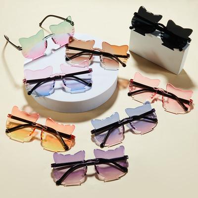 Kids Cute Rimless Sunglasses Korean Cartoon Gradient Sun Protection Glasses for Boys Girls Summer Outdoor