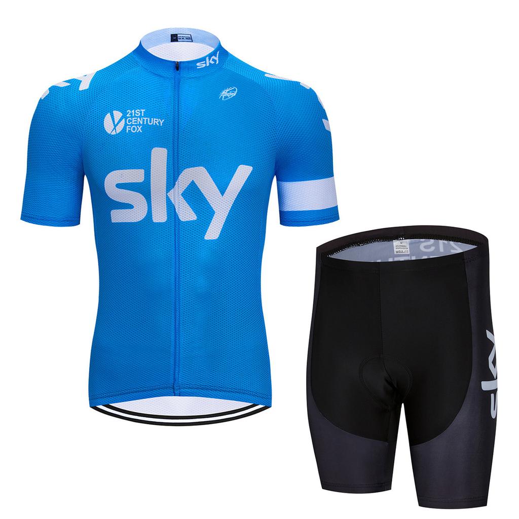 Bicycle Clothing Sky Team Mountain Bike Bicycle Team Edition Cycling Suit Set Strap Short Sleeve Set 2026 Summer Breathable Cycling Suit Set