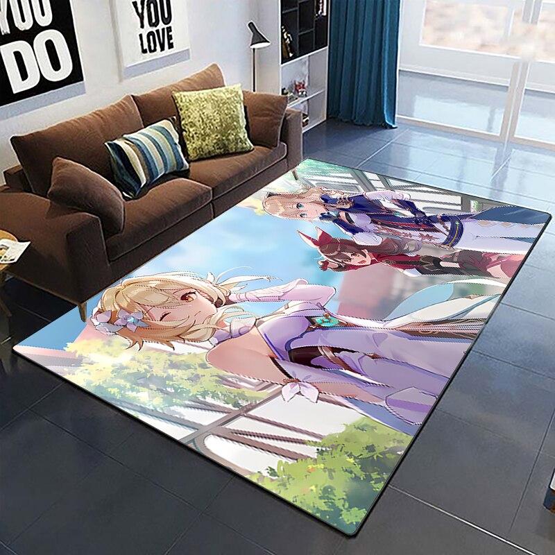 Genshin Impact Teppiche, Wohnzimmer-Dekoration, Schlafzimmer, Salon, Teetisch, Bereich, Teppich, Matte, weiches Flanell, große Teppiche und Baby-Geschenkteppich