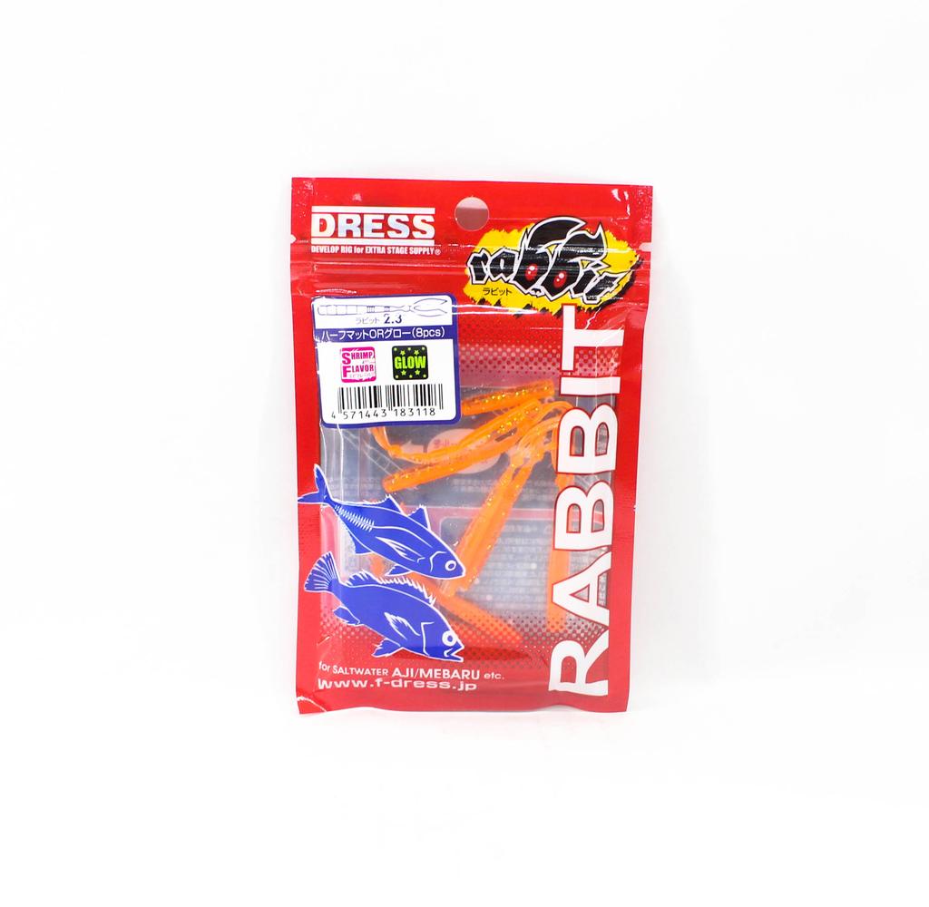 Dress Soft Lure Rabbit 2,3 Zoll 8 pro Packung Mattes Orange Leuchten (3118)