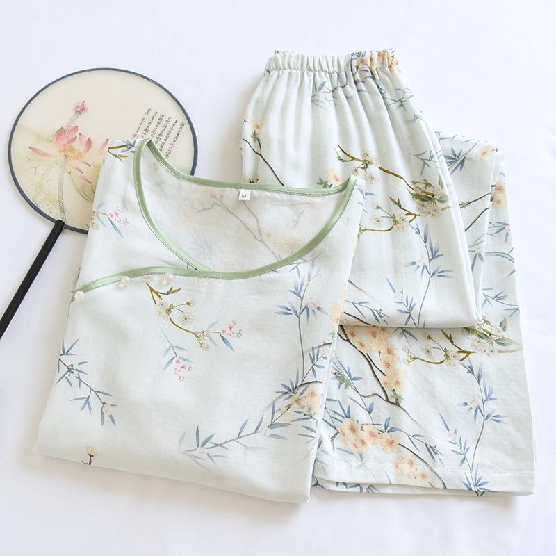 Women's Bamboo Fiber Chinese Style Pajama Set - Spring/Summer Cool Comfort
