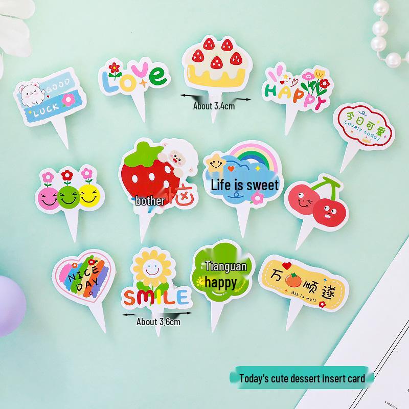 Sushi Cartoon Cupcake Toppers & Ice Cream Flag Picks for Happy Birthday Desserts