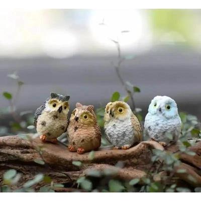 Niedliche künstliche Eulenfiguren Miniaturen Liebliche Vögel Feengarten Zuhause Harzhandwerk Dekorationen Heimdekorationszubehör