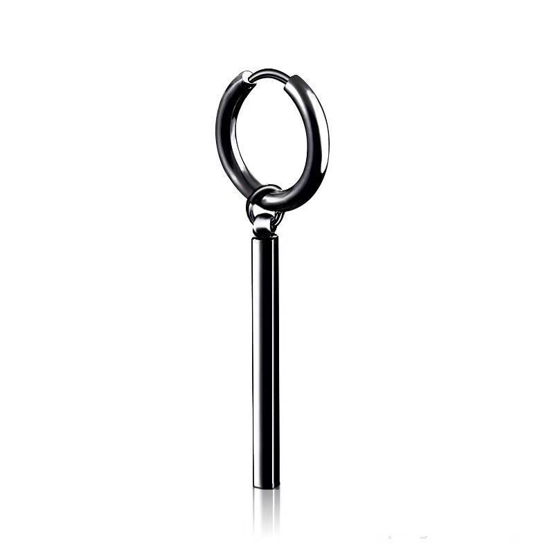 Jewelry Titanium Steel Punk Cool Men Women Ear Clip Stud Earrings Long Stick Pendant Fashion Hip Hop Drop Party Earring