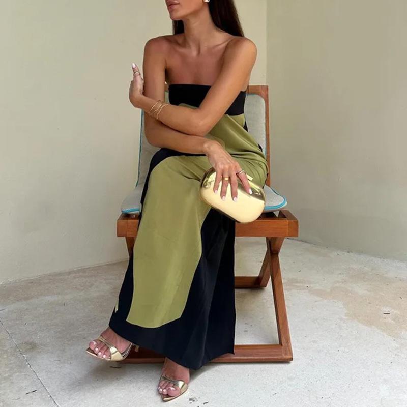 Spring Women's Sleeveless Off-Shoulder Backless Printed Dress