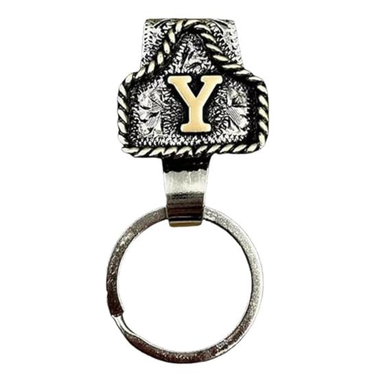 Vintage Letter Keychain Western Cowboy Style A to Z 26 Capital Letters Key Ring Metal Alphabet Key Holder Belt Bag Hanging Decoration Pendant