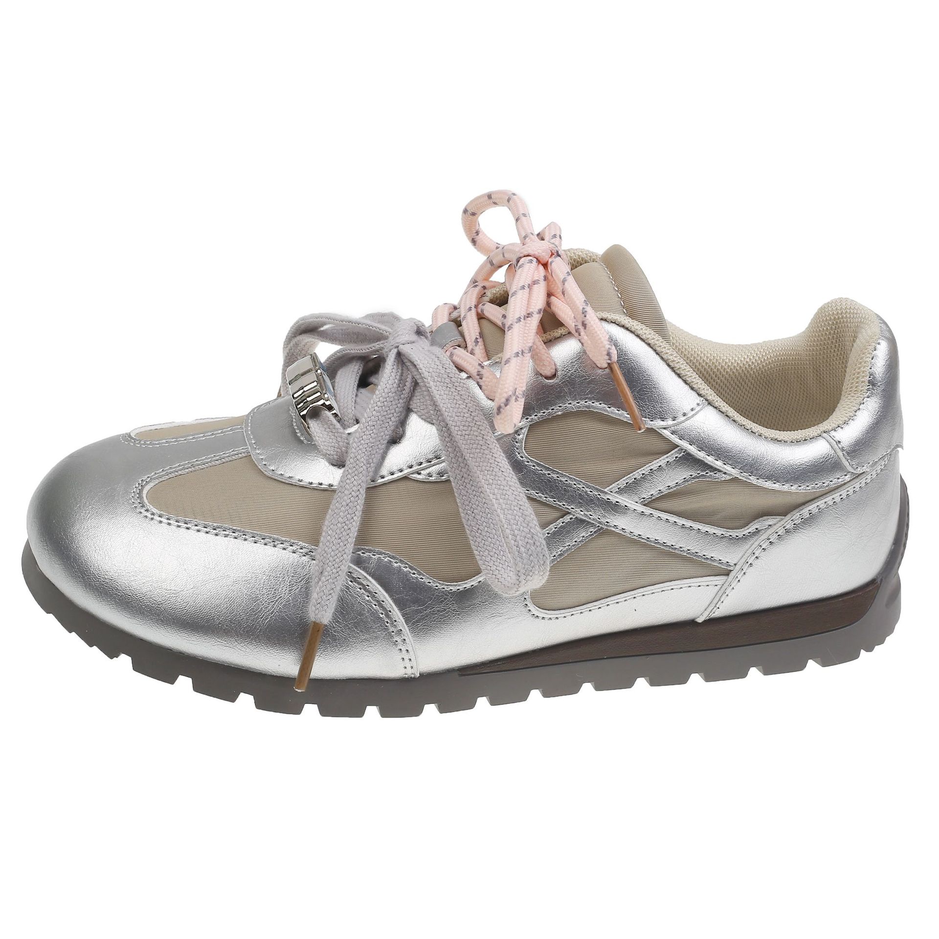 

2025 autumn new platform German training shoes women s white popular retro sports jogging shoes Forrest Gump dad shoes 40 серебряный серый