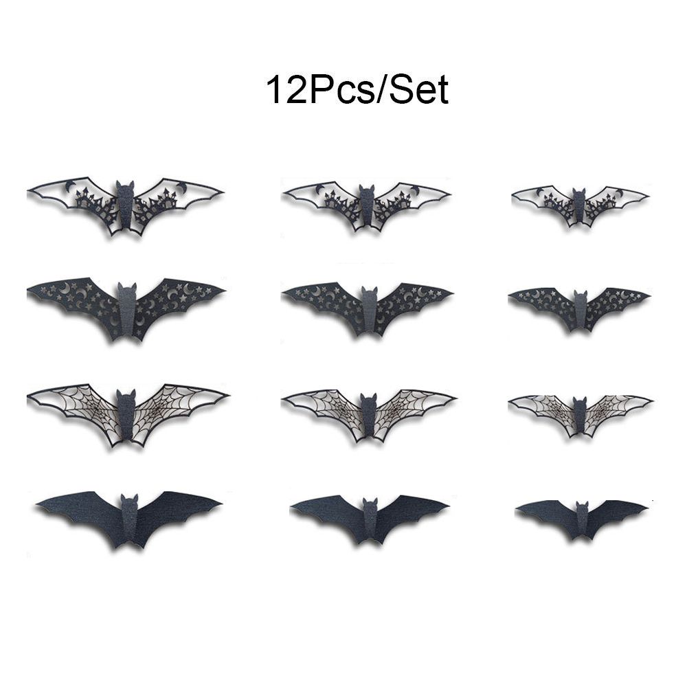

Removable Horror Party Decorative Holiday Supplies Halloween Wall Stickers Bat Sticker 12pcs