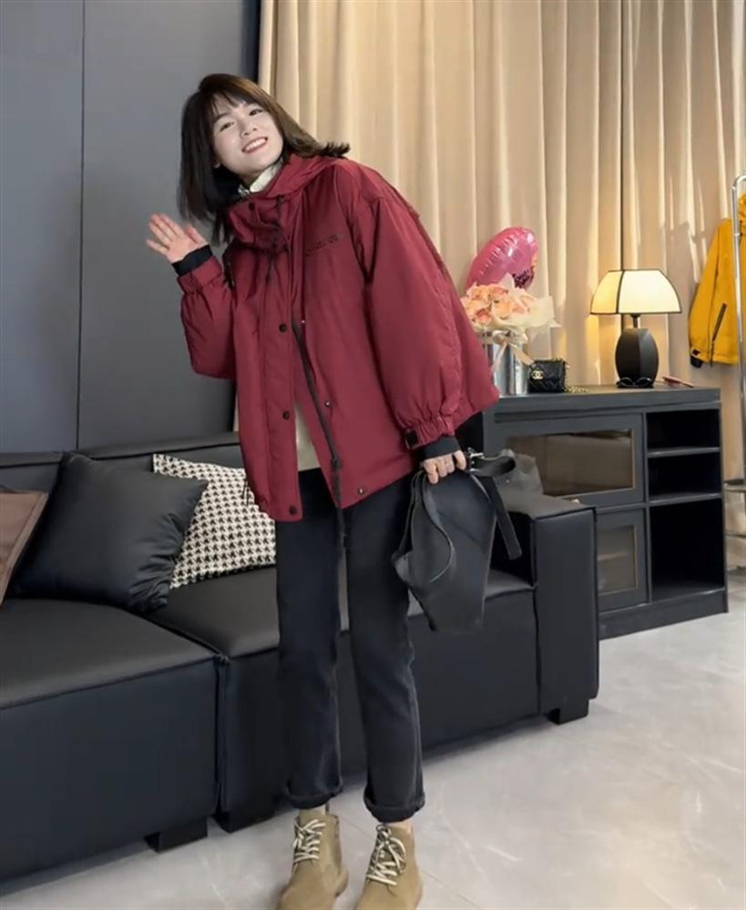 

Design sense cotton hooded jacket women s 2025 autumn and winter new loose casual windproof thickened cotton coat XL червоний